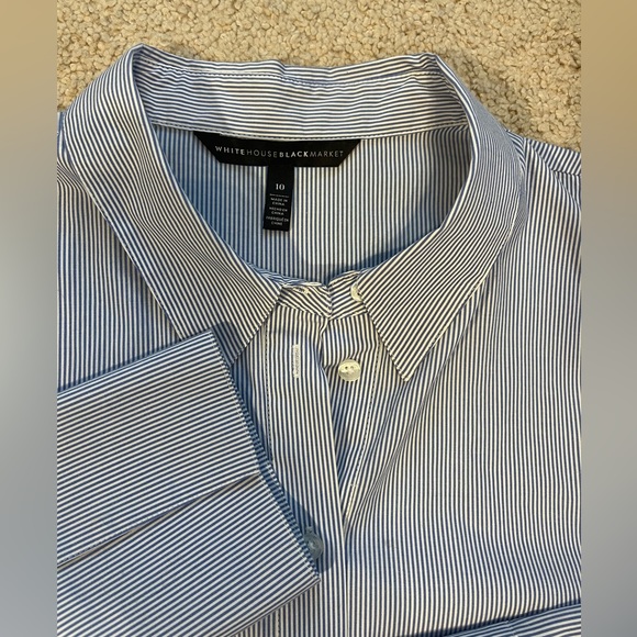 White House Black Market Button Down Top with Front Tie - Picture 4 of 7